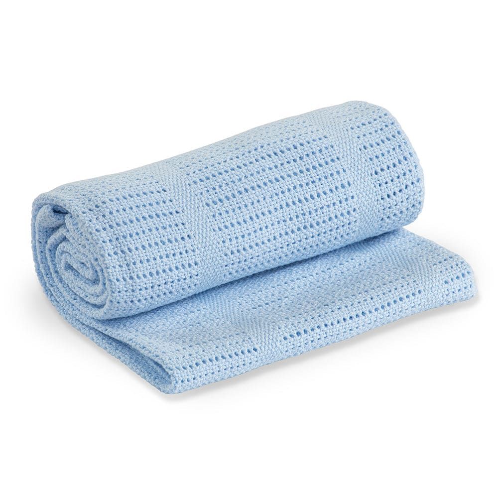 Lulujo LJ752 Baby Boy's Cotton Cellular Blanket 30"x40" – Blue