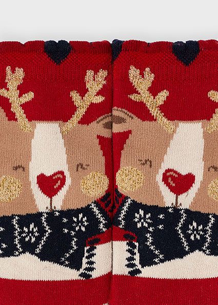 Mayoral 10809 Girl's Stripe Reindeer Non-Slip Socks 1PR – Guinda