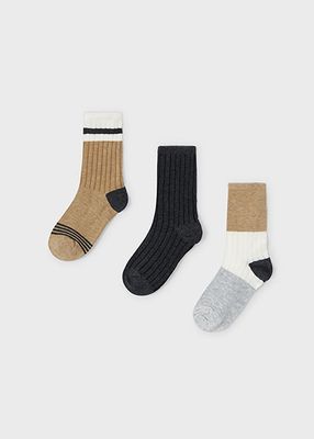 Mayoral 10805 Kid's Crew Socks Set 3PR – Toffee Vig