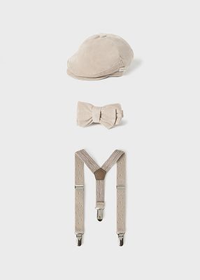 Mayoral 9771 Baby Boy's Beret, Suspender & Bow Tie Set 3PC – Tostado