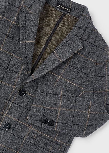 Mayoral 4460 Boy's LS Wool Check Blazer/ LAPIZ VIG