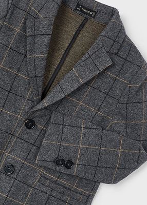 Mayoral 4460 Boy's LS Wool Check Blazer/ LAPIZ VIG