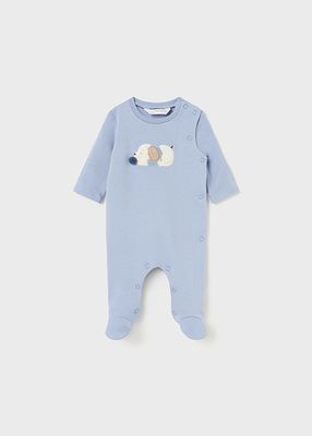 Mayoral 2796 Baby Boy's Long Sleeve Footed Puppy Onesie – Lt Blue