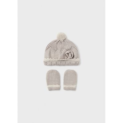 Mayoral 9767 Baby Girl's Knit Hat & Mittens Set 2PC/ NUEZ VIG