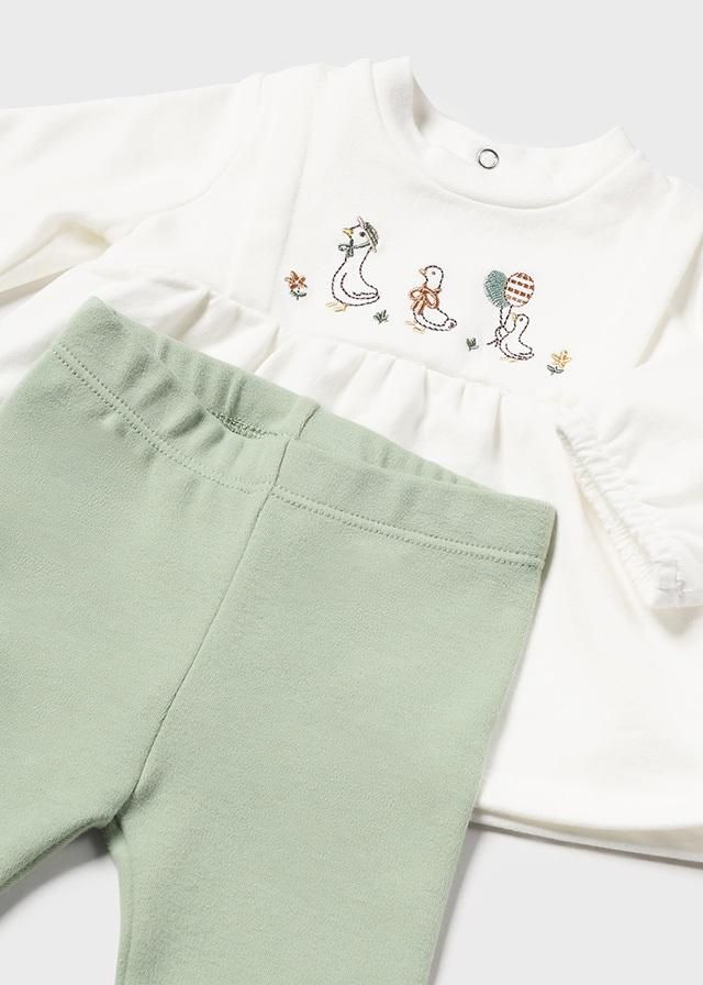 Mayoral 2784 Baby Girl's Long Sleeve Ducks Sweater & Leggings Set 2PC – Crudo