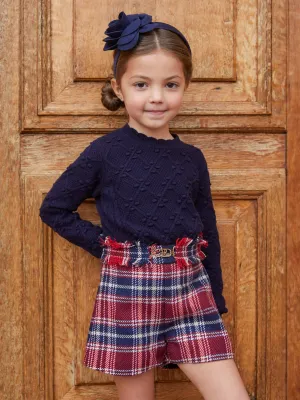 Abel & Lula 5712 Girl's Plaid Shorts/ MARINO