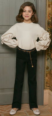 Abel & Lula 5719 Girl's Flared Jeans & Chain Belt Set 2PC/ NEGRO