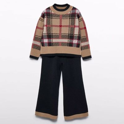 Abel & Lula 5722 Girl's Long Sleeve Knit Sweater & Pants Set 2PC – Negro