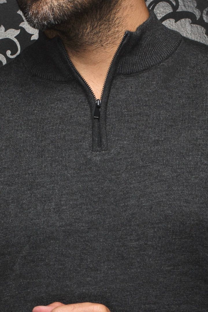 Au Noir MESTA_QZ Men's Long Sleeve Mock Neck Quarter Zip Wool Sweater