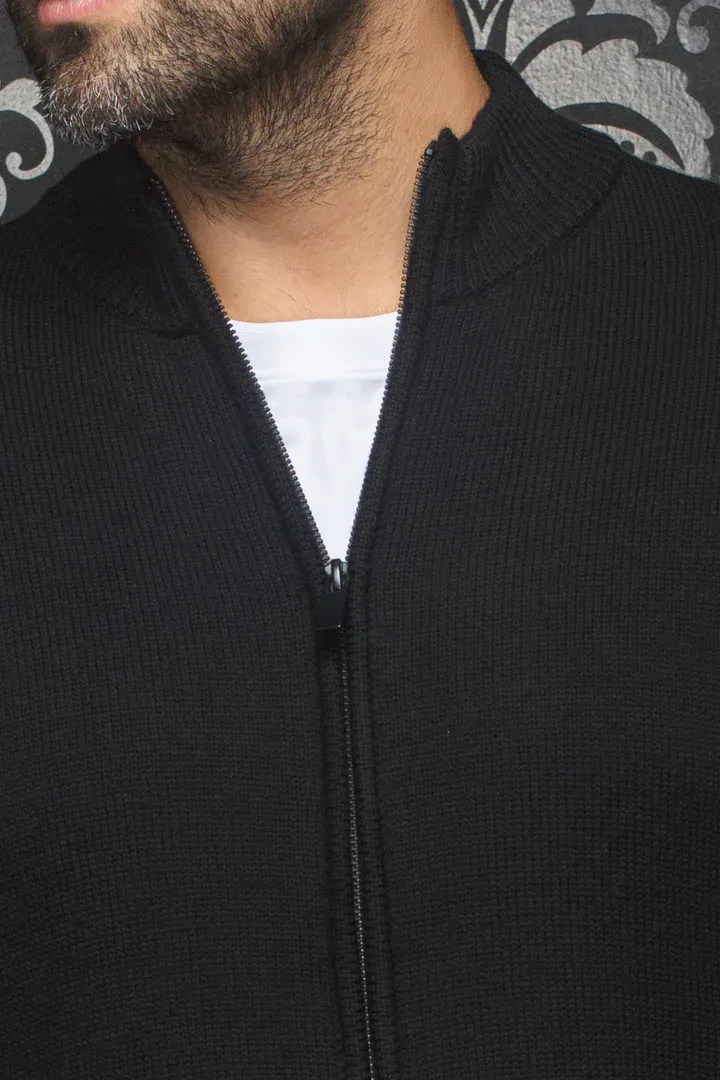 Au Noir ESTEBAN_FZ Men's Long Sleeve Mock Neck Full Zip Wool Sweater