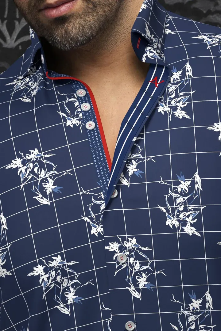 Au Noir DISTEFANO Men’s Stretch Floral Dress Shirt