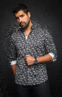 Au Noir SALVATORE Men’s Stretch Floral Dress Shirt/