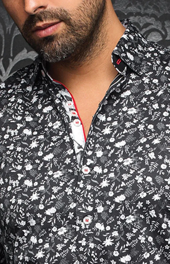 Au Noir SALVATORE Men’s Stretch Floral Dress Shirt