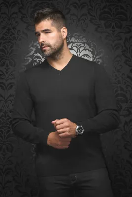 Au Noir SAXONY_V Men’s V-Neck Sweater/
