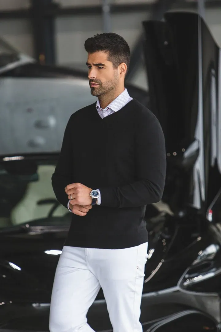 Au Noir SAXONY_V Men’s V-Neck Sweater