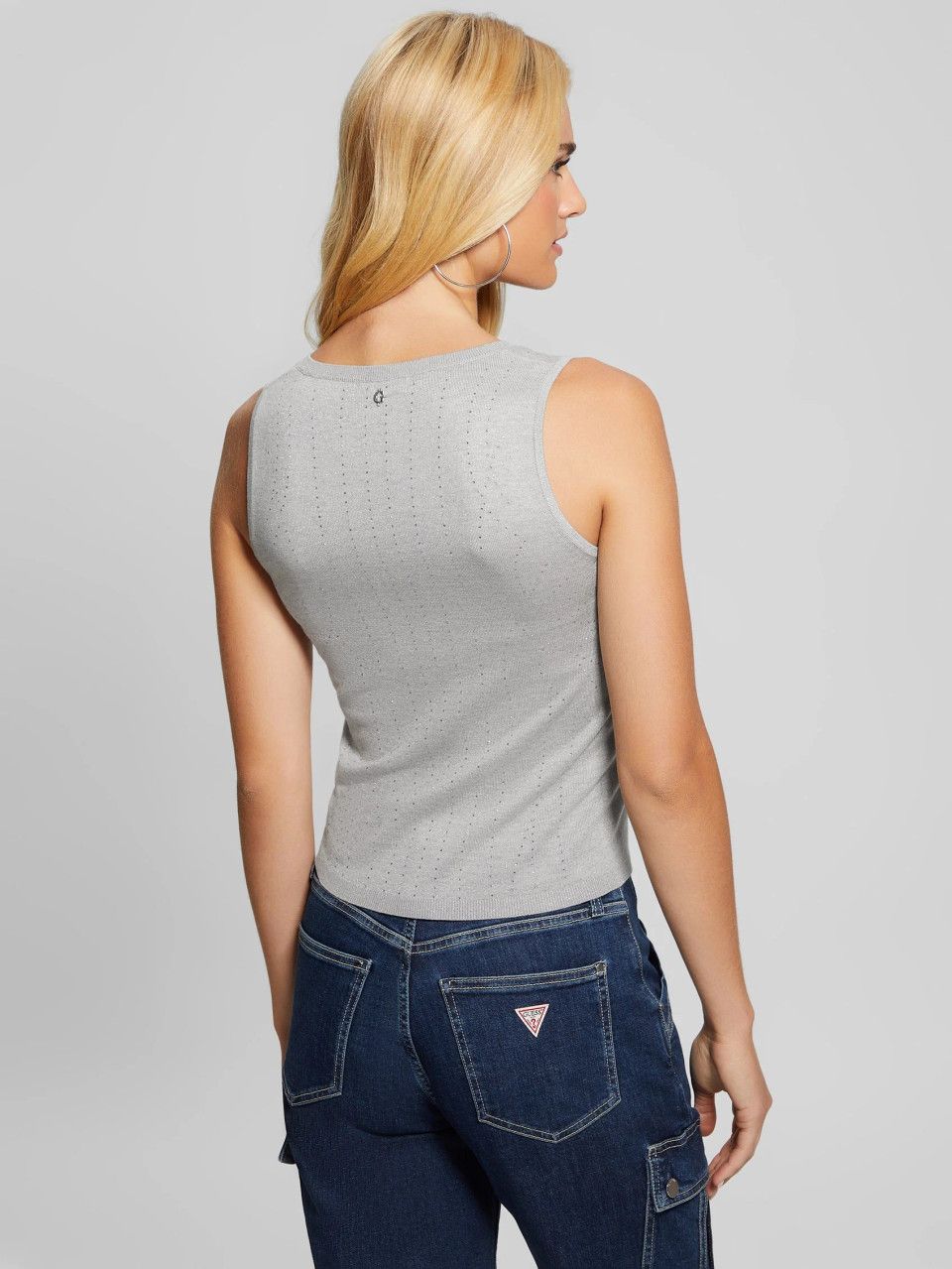 Guess W4BR66Z3IY0 Women's SL Hot Fix Janine Sweater – Lead Grey Multi