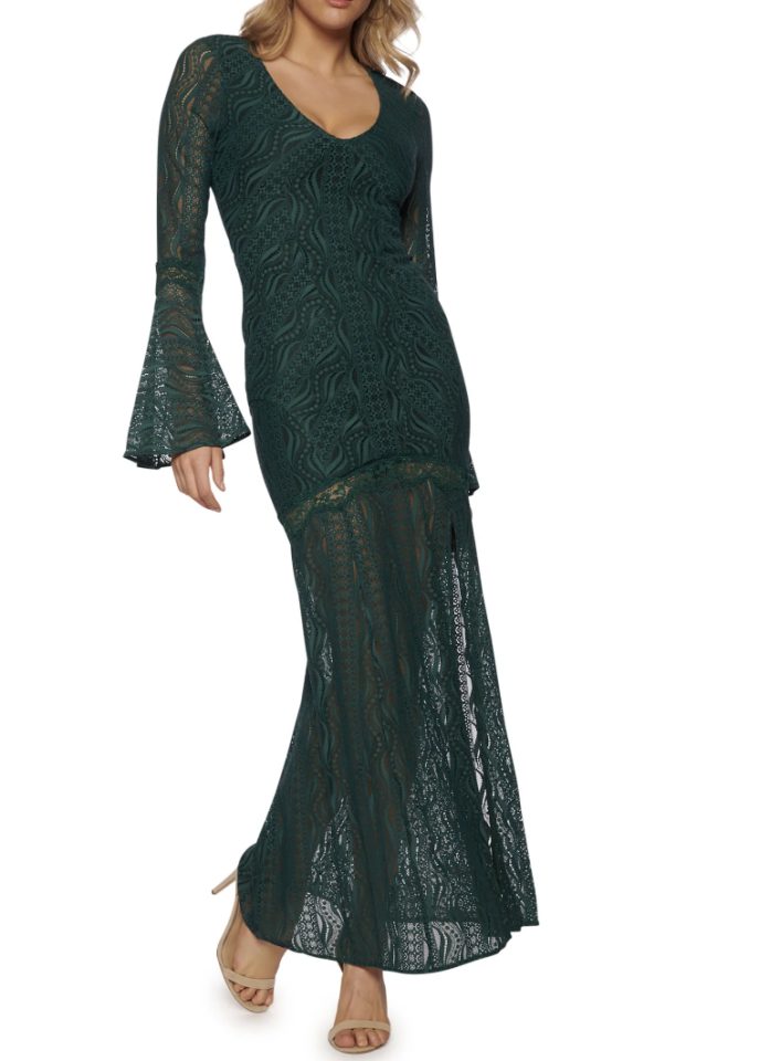Guess W4BK69KCHK0 Women's Long Sleeve Phoenix Dress – Dark Jade