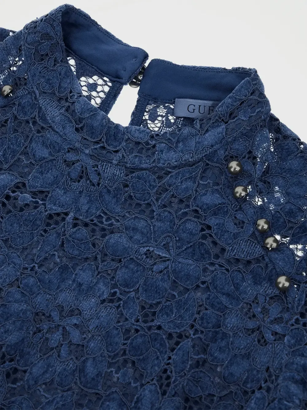 Guess W4BP16KCGN0 Women's Long Sleeve Josephine Lace Top – Nordic Sea Multi