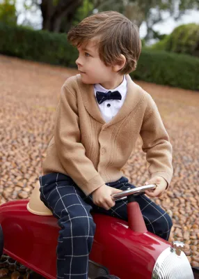 Abel & Lula 5804 Baby Boy's LS Smoking Neck Cardigan/ CAMEL