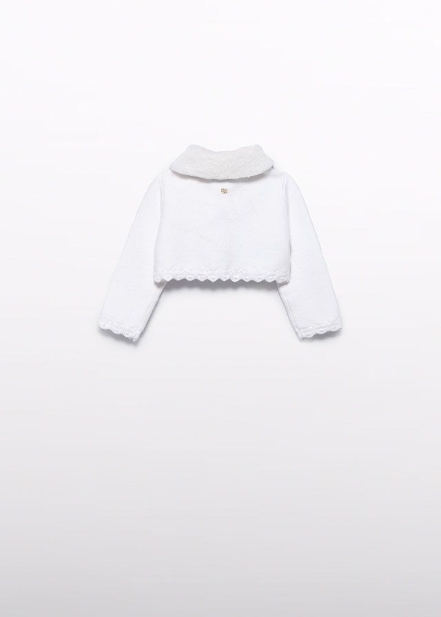 Abel & Lula 5814 Baby Girl's Long Sleeve Vegan Fur Collar Cardigan – Nata