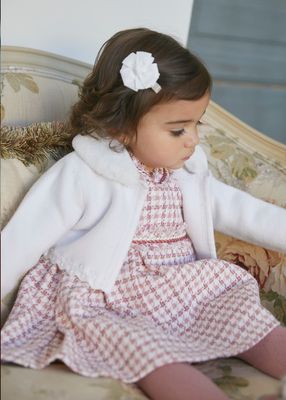 Abel & Lula 5814 Baby Girl's LS Vegan Fur Collar Cardigan/ NATA