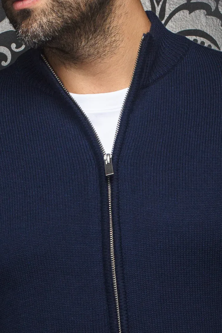 Au Noir ESTEBAN_FZ Men's Long Sleeve Mock Neck Full Zip Wool Sweater