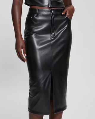 Guess W4PD1KWF8Q0 Women's Celine Vegan Leather Skirt – Jet Black A996