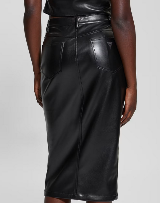 Guess W4PD1KWF8Q0 Women's Celine Vegan Leather Skirt – Jet Black A996
