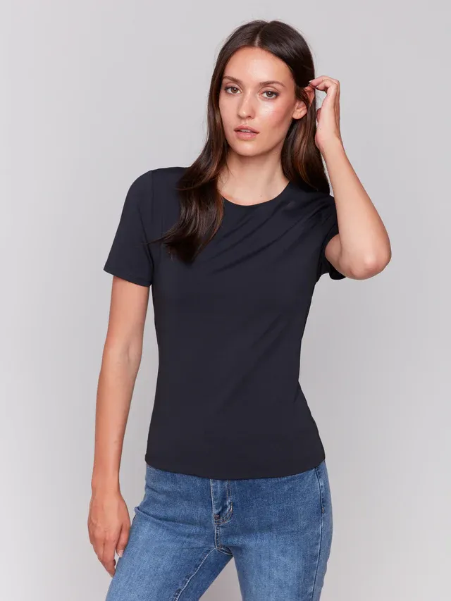 Charlie B C1363S/860B Women's Short Sleeve Double Cloth T-Shirt