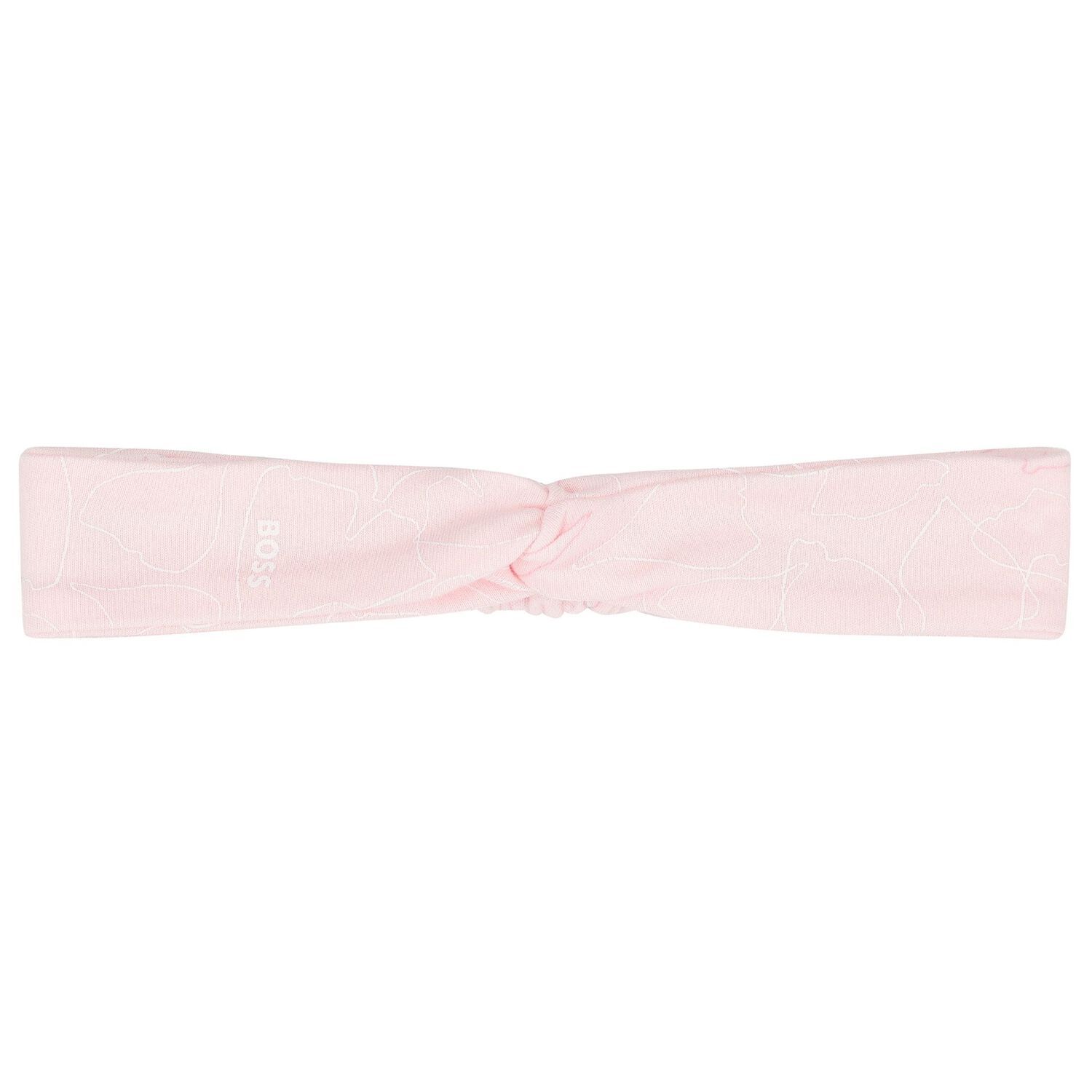 BOSS J51085 Baby Girl's Long Sleeve Footed Onesie & Headband Set 2PC – Pink