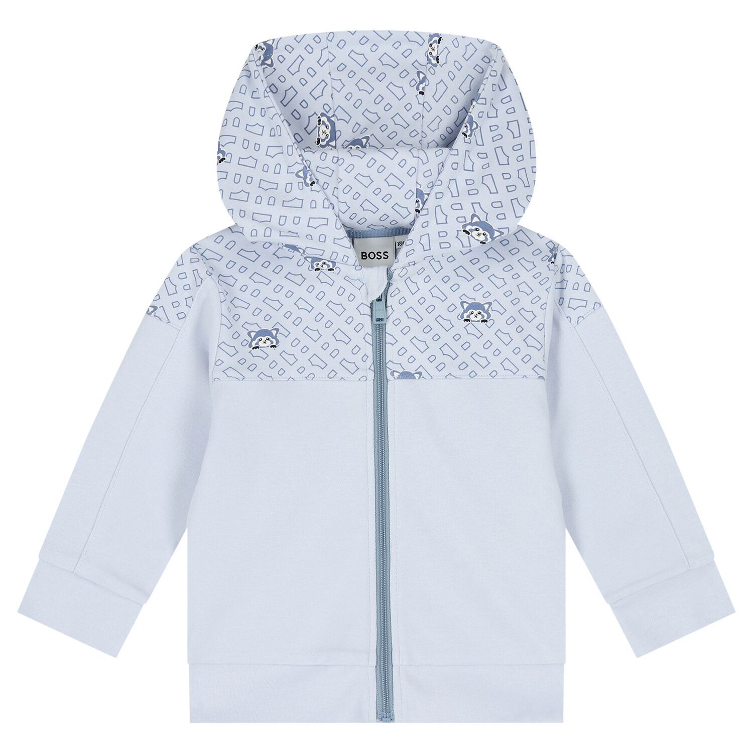 BOSS J51057 Baby Boy's Long Sleeve T-Shirt, Zip Hoodie & Joggers Set 3PC – Lt Blue