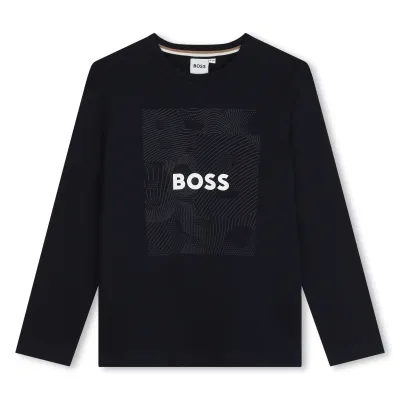 BOSS J51226 Boy's LS Graphic T-Shirt/ NAVY