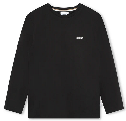 BOSS J51212 Boy's LS Mini Me Small Logo T-Shirt/ BLACK