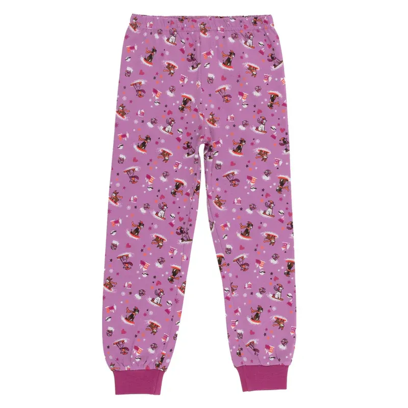 Nano F24P50-2 Girl's Glow in the Dark Long Sleeve Sledding Pajama Set 2PC – Beige Mix