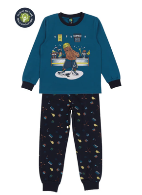 Nano F24P05-3 Boy's Glow in the Dark Long Sleeve Hockey Bear Pajama Set 2PC – Sarcelle