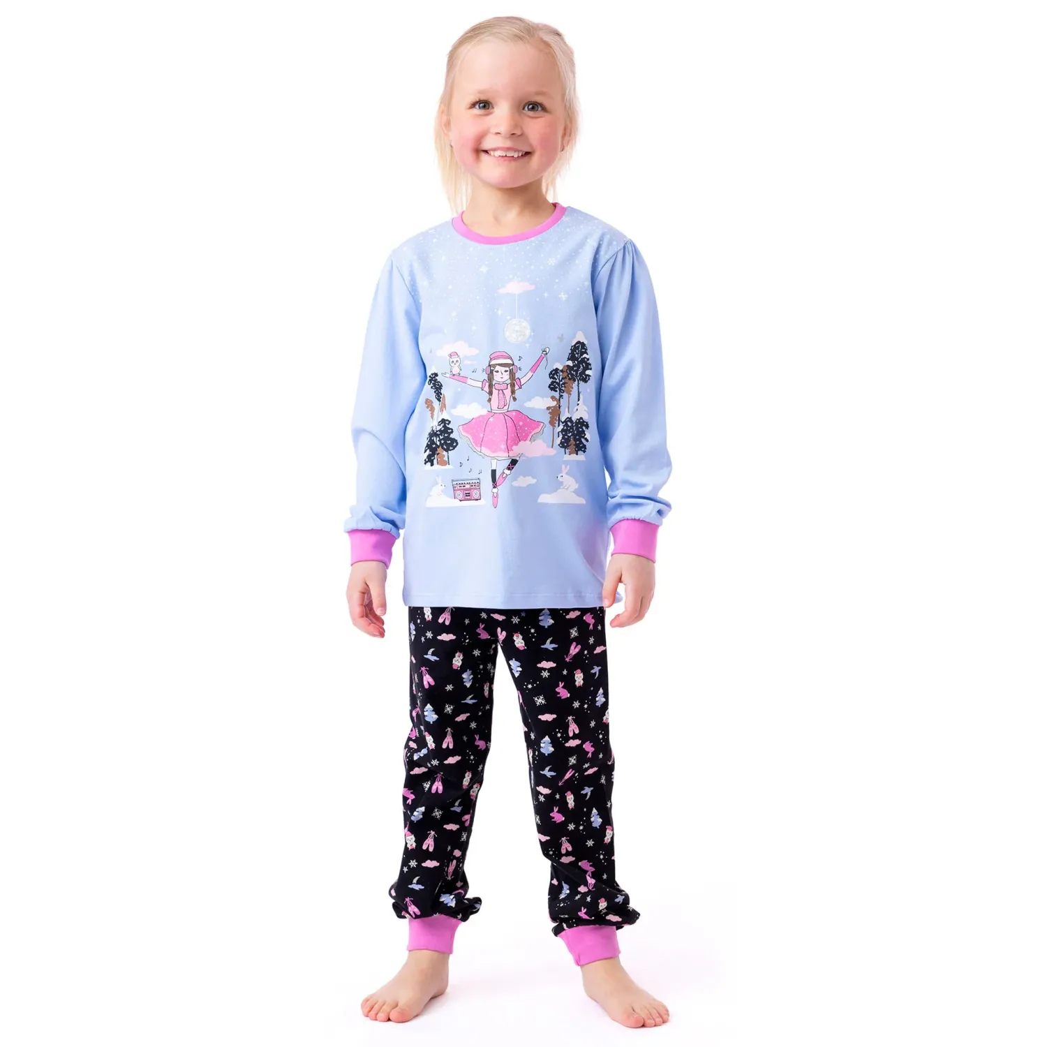 Nano F24P54-3 Girl's Glow in the Dark Long Sleeve Ballerina Pajama Set 2PC – Lilac