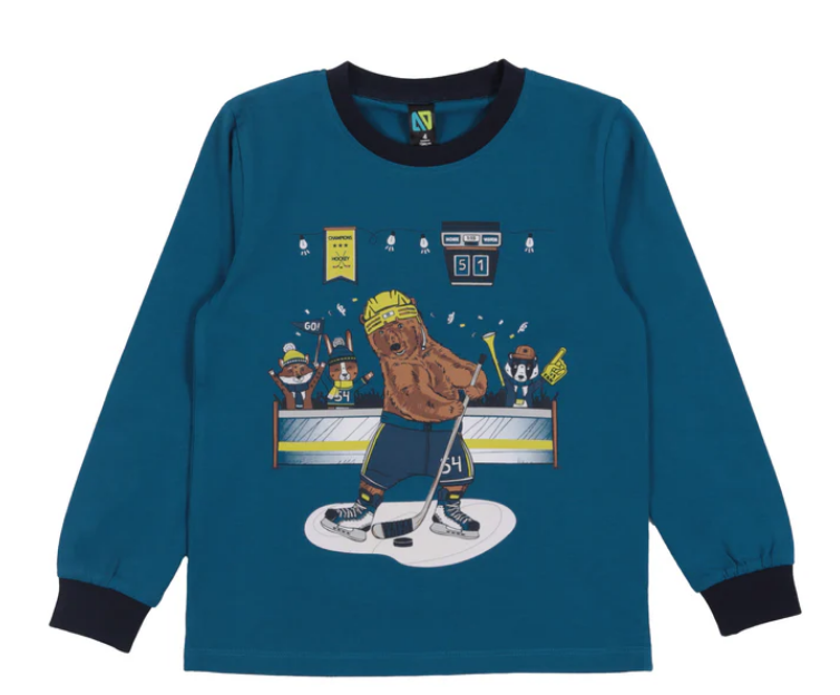 Nano F24P05-3 Boy's Glow in the Dark Long Sleeve Hockey Bear Pajama Set 2PC – Sarcelle