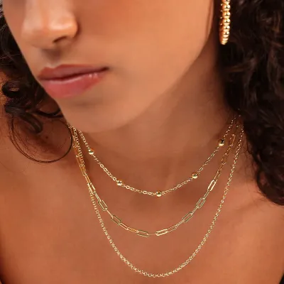 Etrusca WSET00826.YG 18KT Gold-Plated 3-Strand Necklace