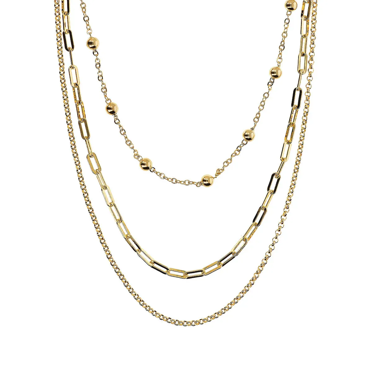 Etrusca WSET00826.YG 18KT Gold-Plated 3-Strand Necklace
