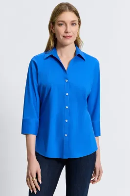 Foxcroft 185062 Women's 3/4 Slv Mary Blouse/ COBALT BLUE