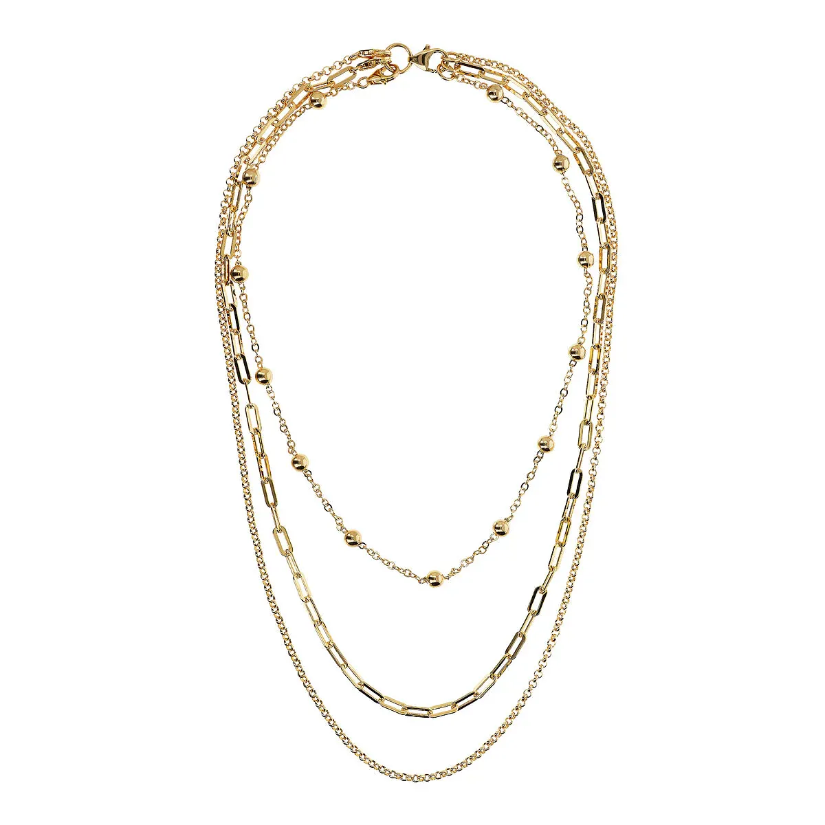 Etrusca WSET00826.YG 18KT Gold-Plated 3-Strand Necklace