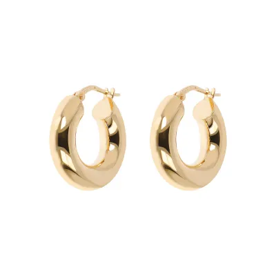 Etrusca WSET00590.YG 18KT Gold-Plated Polished Round Hoop Earrings