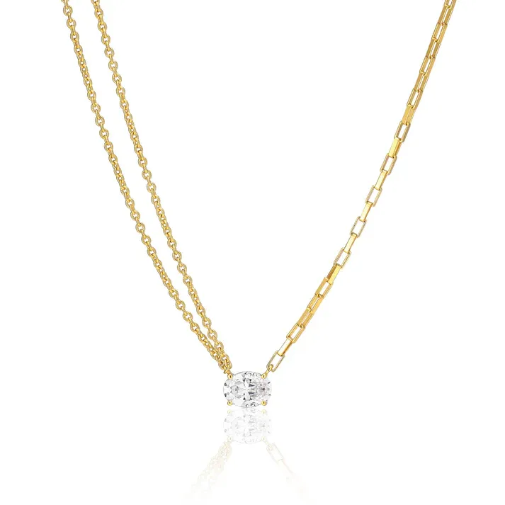 Sif Jakobs N2331-CZ-YG Gold Plated Ellisse Uno Necklace