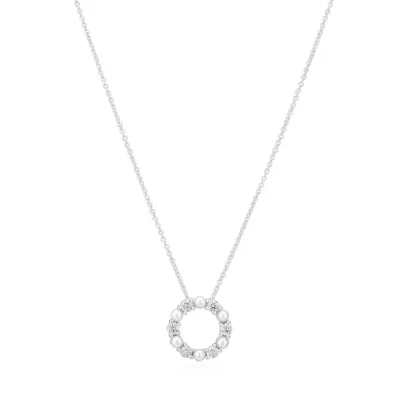 Sif Jakobs N2432-PCZ Sterling Silver Biella Perla Necklace