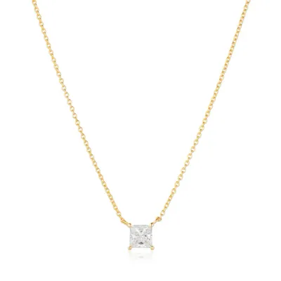 Sif Jakobs N42279-CZ-YG Gold Plated Ellera Quadrato Necklace