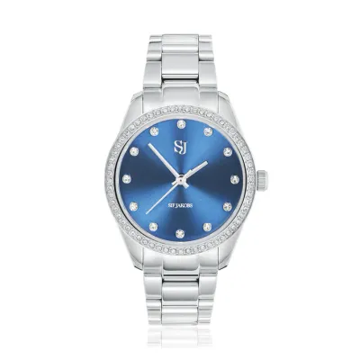 Sif Jakobs W2308-CZ Valeria Sterling Silver & Navy Face CZ Watch
