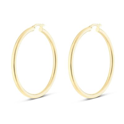 Miss Mimi 13-403561-02/00 Gold-Plated L High Polish Round Tube Hoop Earrings 4.5cm