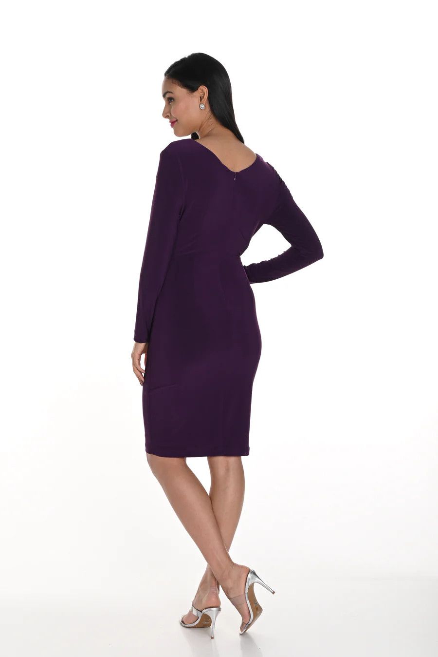 Frank Lyman 249012 Women's Long Sleeve Button Detail Midi Dress – Mulberry