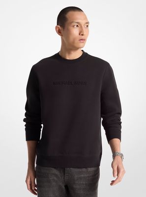 Michael Kors CF4528J5MF Men's Long Sleeve CN Embossed Logo Pullover Sweater – Black