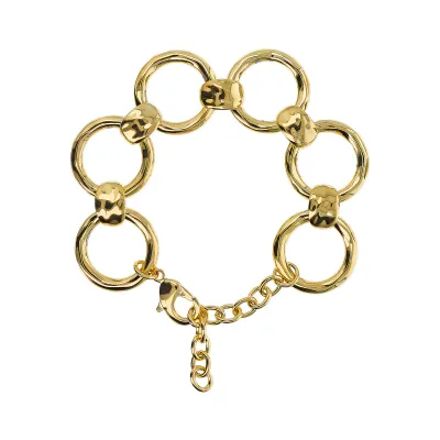 Etrusca WSET00843.YG 18KT Gold-Plated Hammered Round Link Bracelet